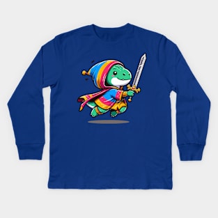 Strong Dino Knight Kids Long Sleeve T-Shirt